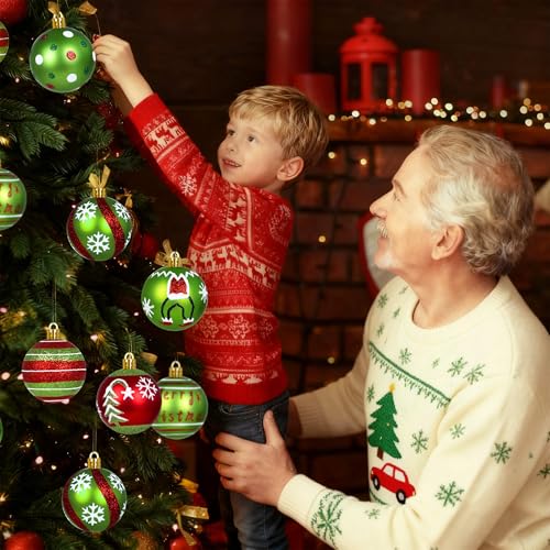 Christmas Decorations Ornaments for Tree - 16Pcs 2.4Inch Red and