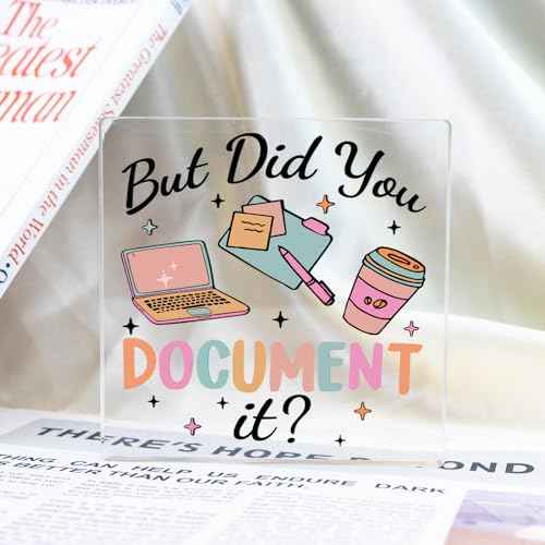 Office Decor Gift For Man Women Acrylic Square Sign Funny Decorative Plaque Office Desk Accessories But Did You Document It Desk Decorations For Home Shelf Boss's day gifts