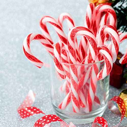 WILLBOND 48 Pcs Christmas Candy Canes Ornament Plastic Christmas Tree Hanging Decoration Fake Swirl Candy Canes Garlands with Crystal Wire for Home Xmas Gift Indoor Outdoor Party Favor (Red and White)