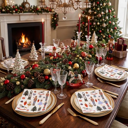Luncheon 100 Pcs Christmas Nutcracker Disposable Paper Napkins – Elyxio