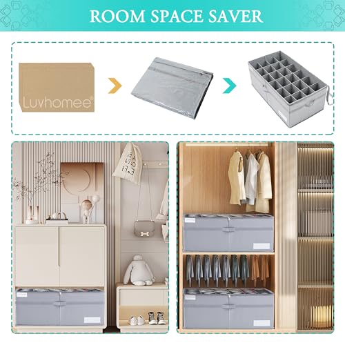 Large Shoe Organizer for Closet - Fits 24 Pairs, Grey Foldable Shoe Storage Bins with Handles, 31"L x 16.5"W x 13"H Variation of THIS listing