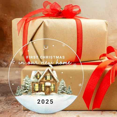 New Home Christmas Ornament 2025 ? First Christmas in Our New Home Acrylic Keepsake ? First Home Christmas Ornament ? Housewarming Gift for Couples, Family, or Homeowners