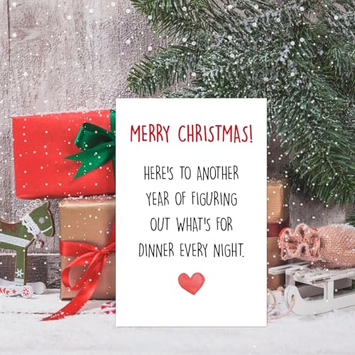 Heart Christmas Card for Husband Wife - Funny Holiday Card for Him Her, Unique 8x5.3in