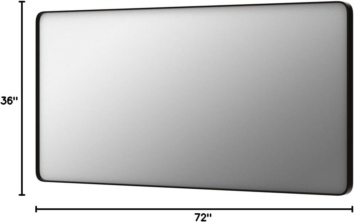 LOAAO Black Metal Framed Bathroom Mirror - 72x36 Inch Large Rounded Rectangle, Anti-Rust & Shatter-Proof