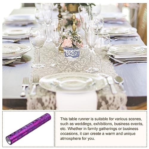 uxcell Deep Purple Metallic Foil Mesh Table Runner 11 x 360 Inch Pack of 2 for Events