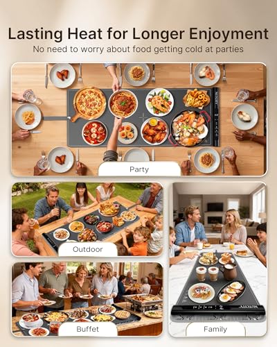 NUTCITY Extra Large Food Warming Mat 40x16 Inches with Insulation Pad, Rapid Heating