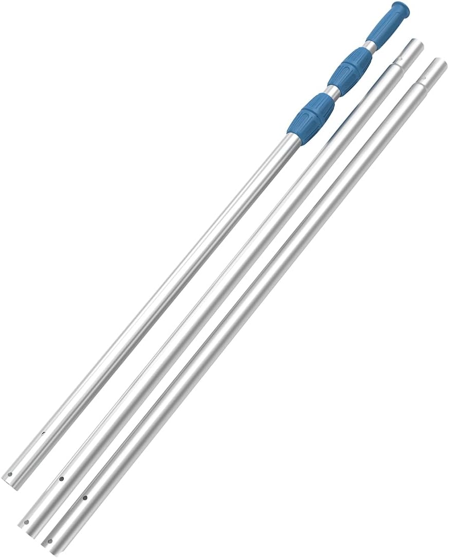 KEMANO 15ft Telescopic Swimming Pool Pole - Heavy Duty Aluminum, Adjustable, Anti-Slip Grip