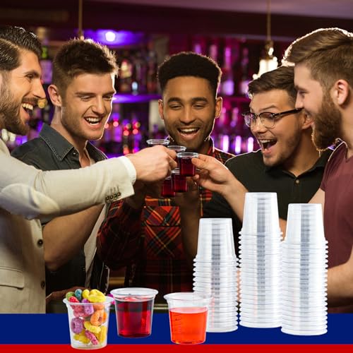JOLLY CHEF 1000 Pack 1 oz Clear Disposable Plastic Shot Glasses - Party & Catering