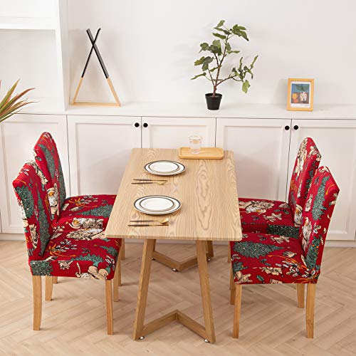 Ogrmar Garnet 4-Pack Stretch Removable Washable Dining Chair Slipcovers for Kitchen & Dining Room