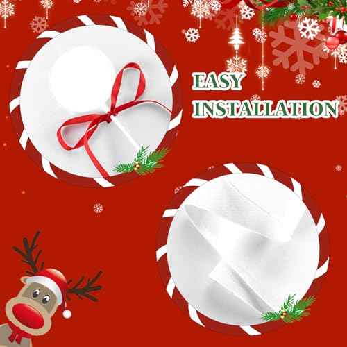 36 Inch Red Swirl Christmas Tree Skirt Sweet Candy Cane Red and White Christmas Decorations Xmas Tree Mat Holiday Party Home Decorations