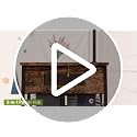 Runjuly Rustic Brown Floor Lamp with Table and Charging Station - 2 Drawers