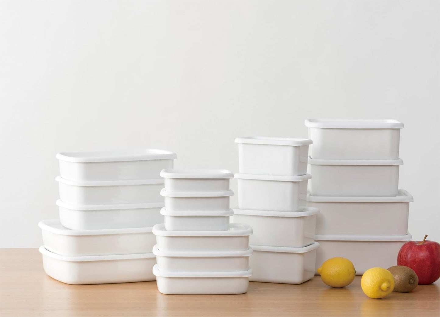 FUJIHORO JAPAN Konte Series, Enamel Deep Food Container KE-DLL LW 2.8L (Extra Large), Enamel Kitchenware, Japanese Design & Craftmanship