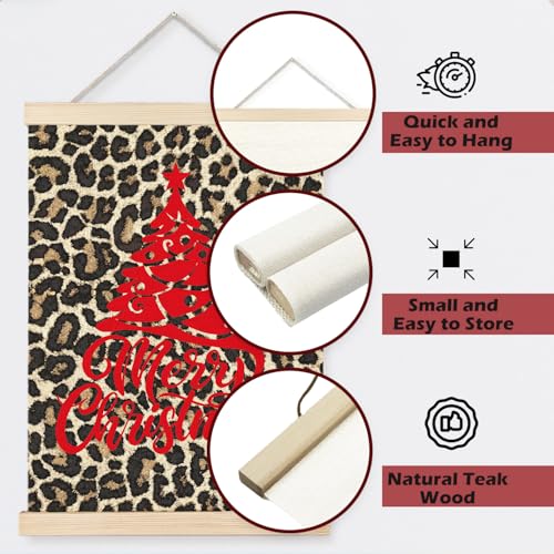 JINYO Christmas Wall Art Poster Six - Leopard Print Holiday Decor, 12x16 Inches