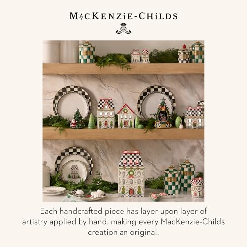 MacKenzie-Childs Holly Village Ceramic Dessert Plates Set of 4