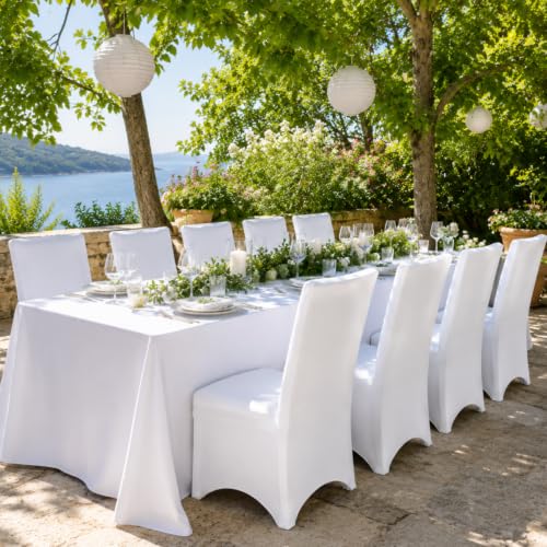 White Stretch Chair Covers Pack - Wrinkle-Resistant Spandex Slipcovers for Wedding & Events