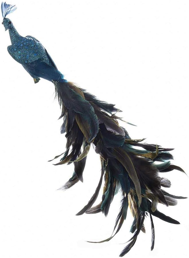 18-Inch Decorative Peacock Feather Clip by Kurt Adler - Elegant Home Accent