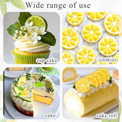5 PCS Lemon Carambola Fondant Silicone Mold Fruit Silicone Molds Lemon Piece Leaf Cake Pop Molds for Chocolate Candy Cake Cupcake Polymer Clay Crafting Projects DIY Cake Decoration