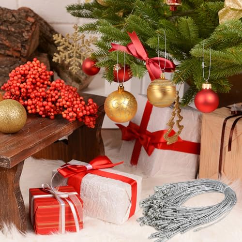 DIYASY 300Pcs Christmas Ornament String Hangers, Silver Ornaments