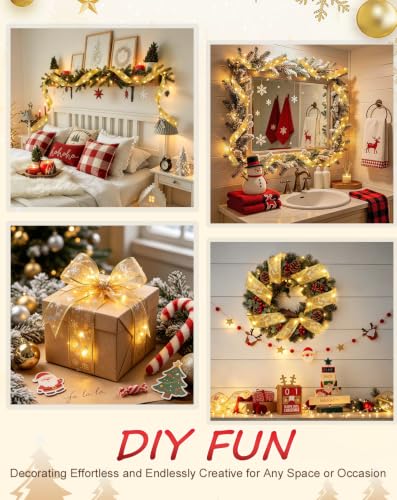 JMEXSUSS 33Ft 100 LED 2.5Inch Christmas Tree Ribbon Lights Remote