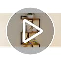HAAYOT Curved Frame Corner Shelf Wall Mounted with Lights - 5-Tier Floating Metal Shelves, Rustic Brown