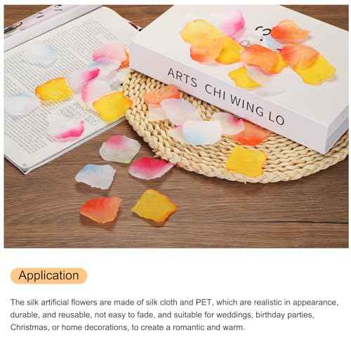 MECCANIXITY Silk Artificial Flower Rose Petals, Yellow, Orange Wedding Faux Flowers 2 Inch x 2 Inch for Wedding Centerpieces, Party Decoration Pack of 1200