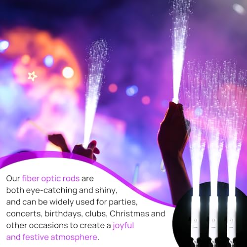 Miikoul 64 Pcs White Fiber Optic Glow Wands for Wedding Party Neon Event