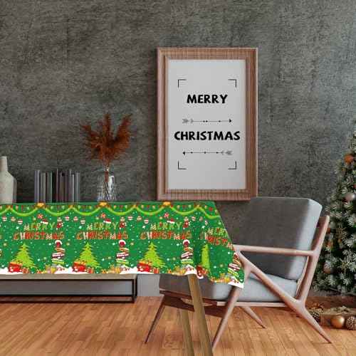 YQUQWN 3 PCS Merry Christmas Tablecloth Disposable Plastic Tablecloth 54¡¿108 Inch Christmas Decorations Supplies