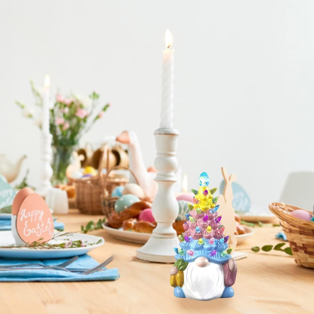 Naisicore Light Up Easter Bunny Gnome Decoration - 15cm Resin Figurine for Home & Office Decor | 1 Piece