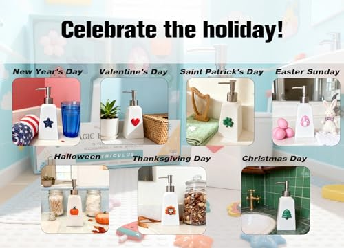 Seasonal Soap Dispenser with Interchangeable Magnets - Silver - Farmhouse Decor