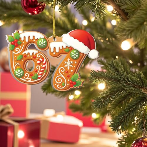 Six Seven 67 Gingerbread Christmas Ornament, Cute 6 7 Cookie Holiday