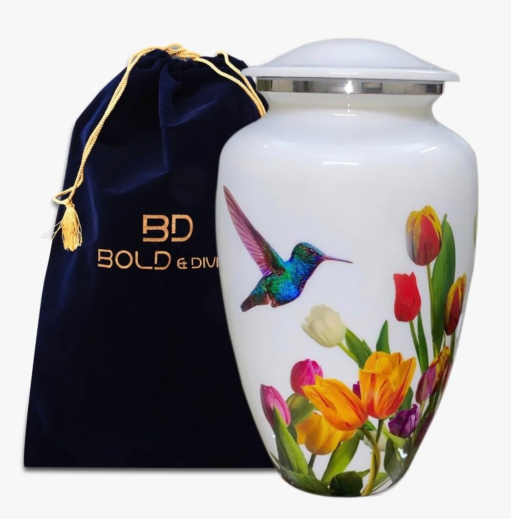 BOLD & DIVINE Adult Purple Hummingbird Cremation Urn | Human Ashes Adult Memorial urn, Burial, Funeral Cremation Urns | 200 Cubic Inches (Large Adult)