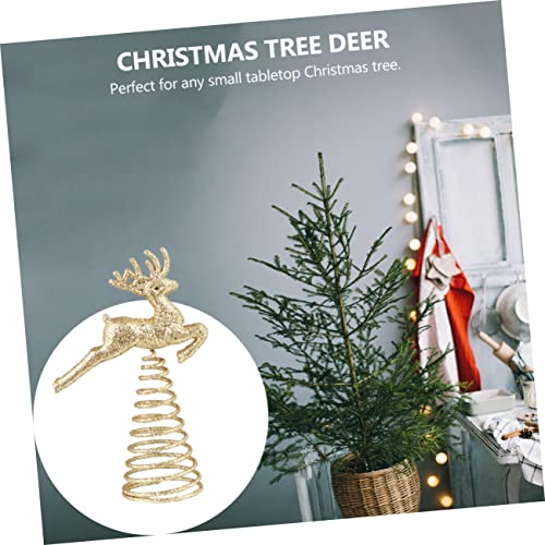 Golden 1pc Reindeer Christmas Tree Topper - SHOWERORO Deer Treetop Ornament