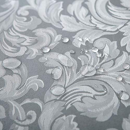EHouseHome Damask Jacquard Cloth Napkins Waterproof Spillproof Polyester Fabric Napkins Silver Grey, Set of 12, 17 x 17 Inch