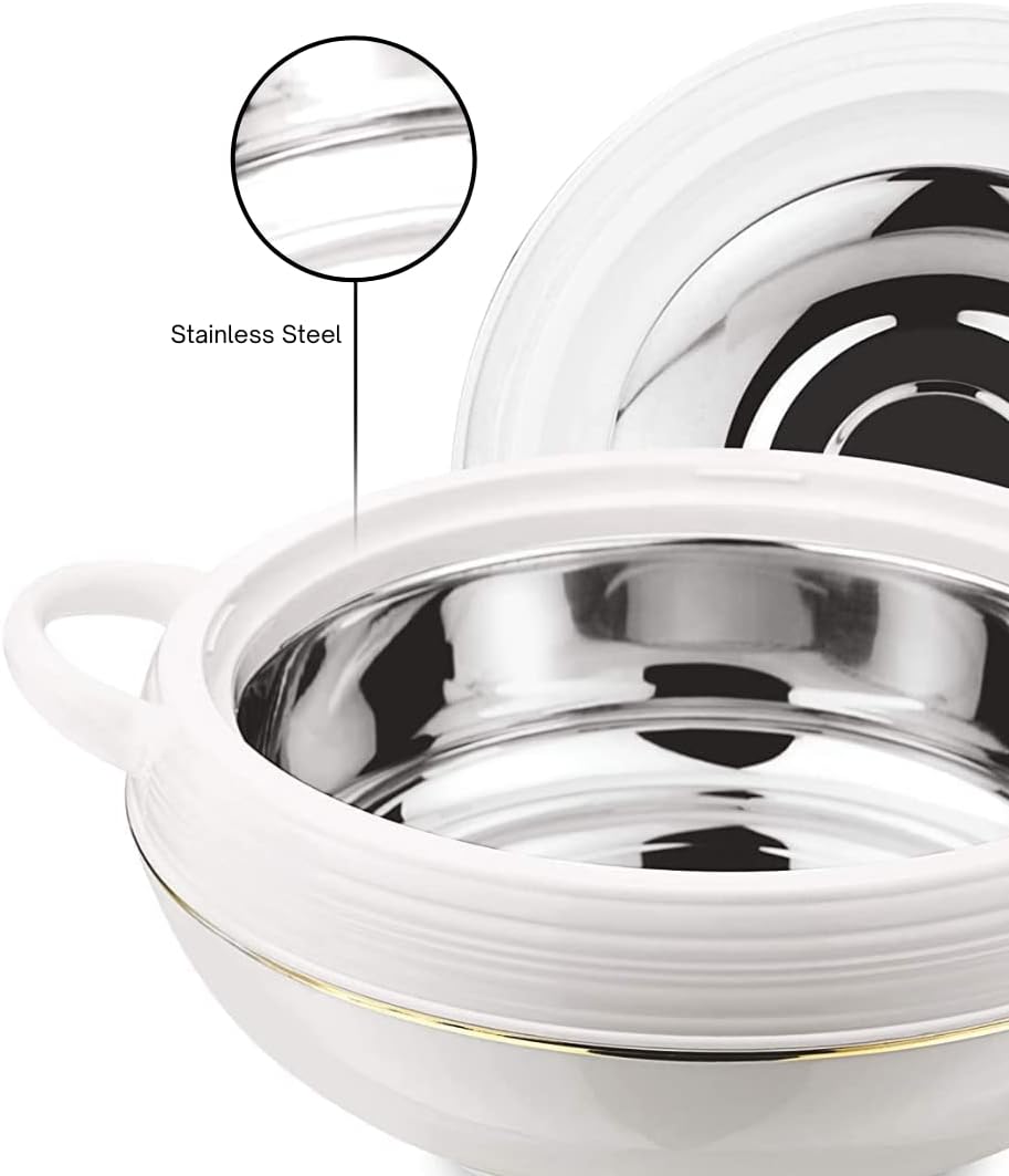 Ambiente Food Warmer Hot Pot Set Of Insulated Casseroles 1.2 1.6 And 2.5 Litre (White)