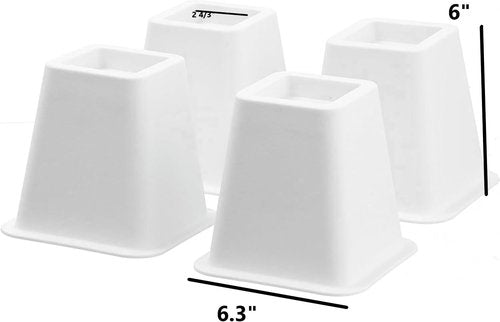 HOME IT Black Bed Risers - Super Quality 5 to 6-Inch Height for Under-Bed Storage - 4-Pack