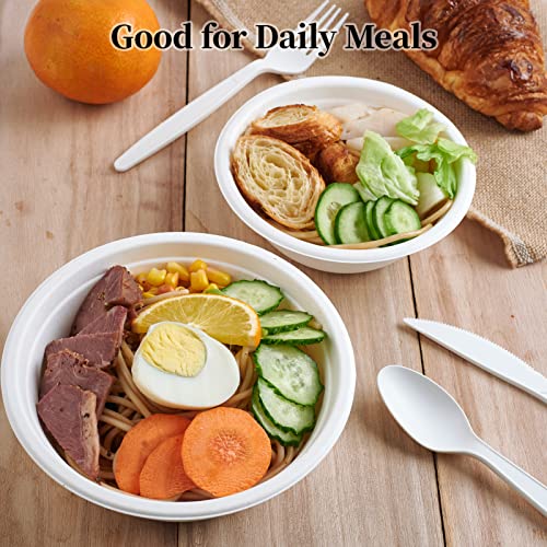 Disposable Paper Bowls 12 oz Compostable Heavy Duty 500 Pack - White