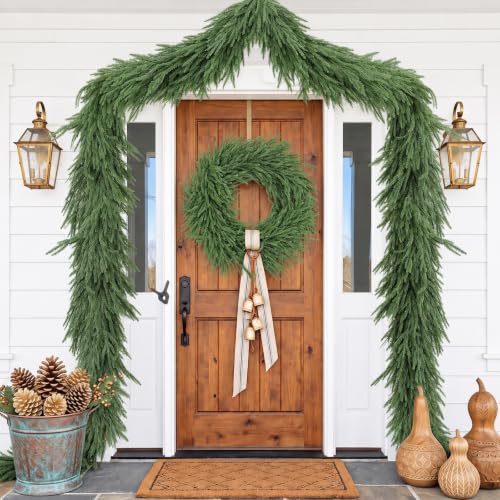 FHLSA 9Ft Norfolk Pine Artificial Garland with 150 Tips, Full & Lush Christmas Decor