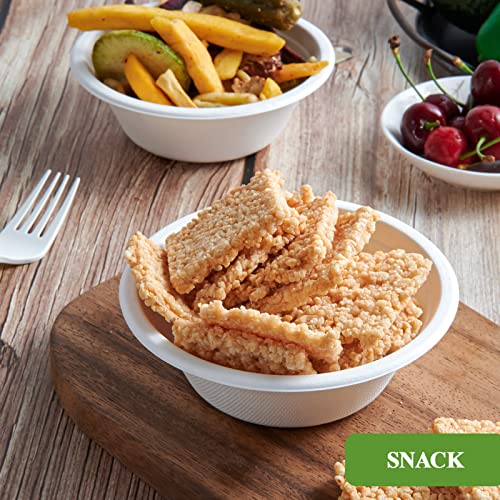 White Compostable 12 oz Bagasse Paper Bowls Bulk - 500 Pack