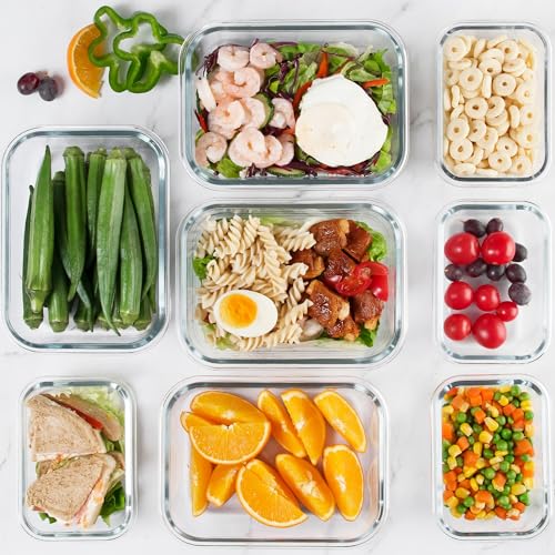 Pink Glass Storage Containers Set 12 Pack - Stackable Food Prep & Pantry Organizer