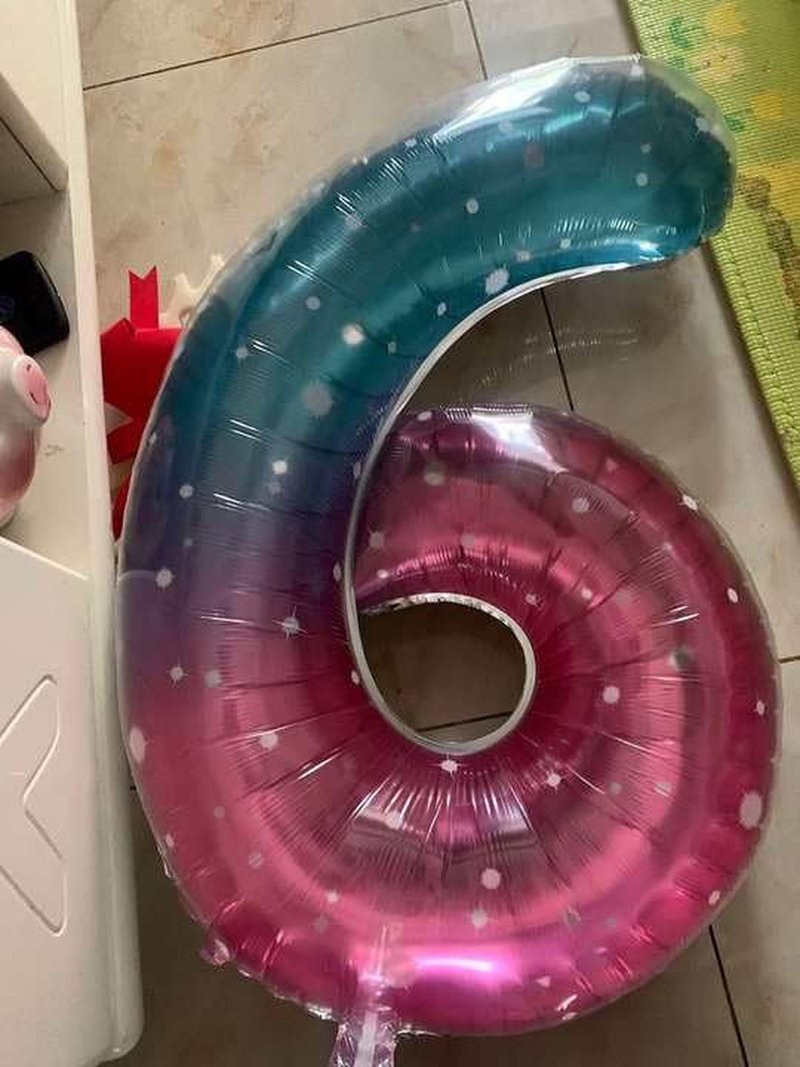 Starry Sky Number 6 Balloon 40 Inch, 6th Birthday Party Decorations for Children, Giant 6 Foil Balloon for Party Supplies