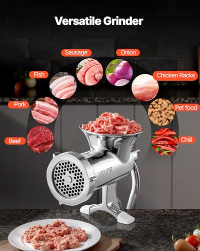 Manual Meat Grinder with Steel Clamp #12 – Stainless Steel Sausage & Mince Maker - Variation of THIS listing