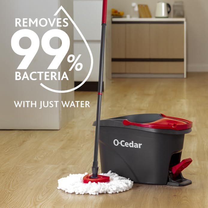 O-Cedar Easywring Microfiber Spin Mop & Bucket Floor Cleaning System with 4 Extra Refills