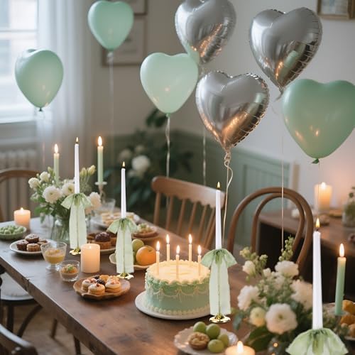 24 Pcs Christmas Tree Bows Candlestick Decoration Large Tie Bows Ribbon Gift Wrapping Coquette Decorations for Christmas Tree Wedding Party Baby Shower Decorations, 9.5 Inch(Sage Green)