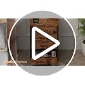 Furnulem 45.3-Inch Rustic Brown 3-Drawer Tall Nightstand with LED Lights & Charging Station