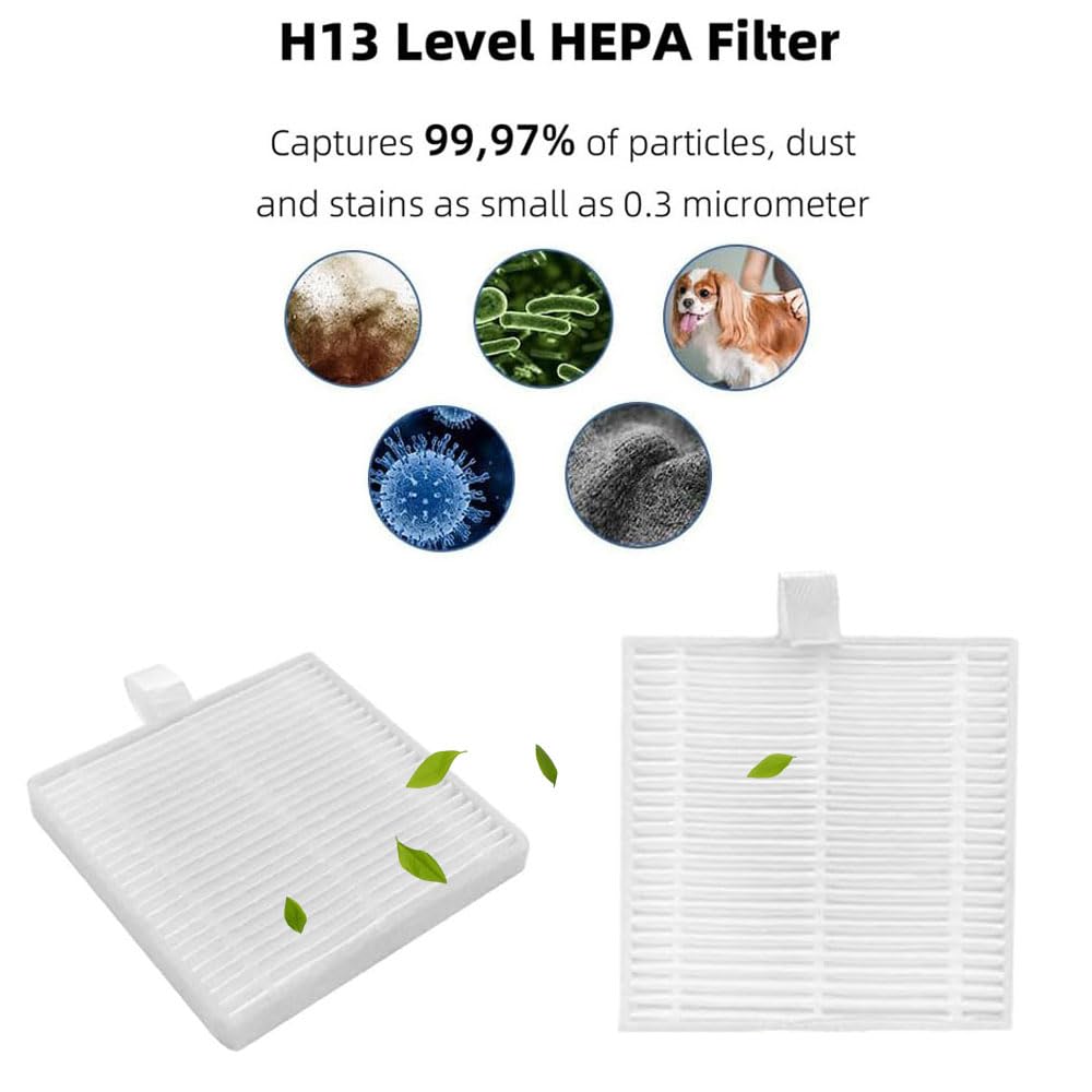 MIXEAL Vacuum Repalcement Parts for Airrobo T20+ Robot Vacuum,1 Main Brush Roller,2 HEPA Filters,4 Mop Pads+4 Vacuum bags+4 Edge Brushes