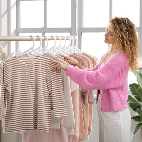 Heavy Duty Plastic Hangers 38 Pack - White Clothes Hangers for Coats & Jackets - Neaterize