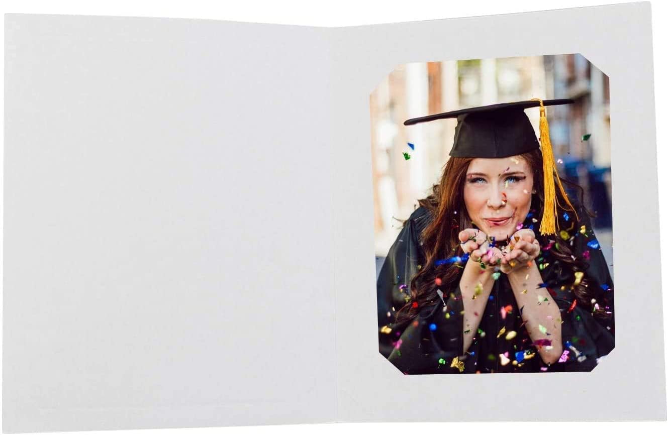 Golden State Art, Pack of 100, 6x8 or 8x10 Photo Folders, Cardboard Picture Frame, Paper Frame Cards, Greetings/Invitation Special Events: Graduation, Christmas, Wedding(Ivory)