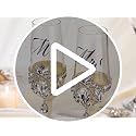 Wedding Cake Cutting Set with Crystal Champagne Flutes - Silver Petal Rhinestones