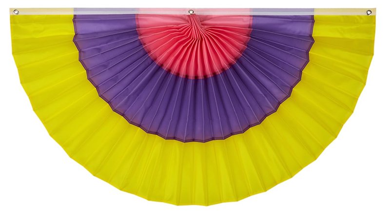 Spring/Easter Nylon Flag Bunting by Old Glory Bunting. 1 1/2' x 3' Fully Sewn Pink, Lavender & Yellow 3 Stripe Fan Flag Bunting Banner. Pleated Fans Made in The USA