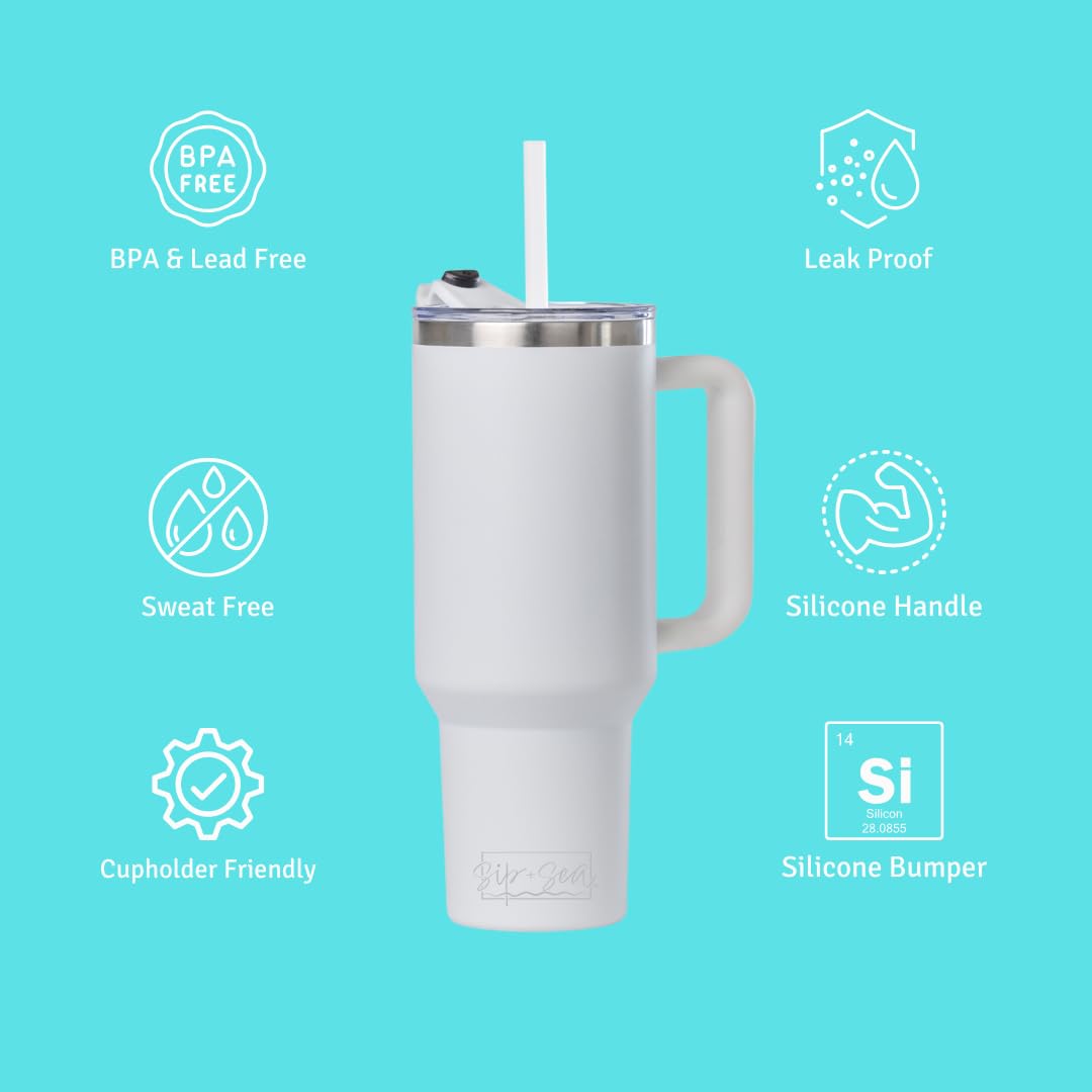 Sip + Sea Cayman 30oz Stainless Steel Tumbler with Handle, Lid & Straw – Double Wall Vacuum Insulated Travel Mug